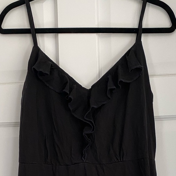 Patagonia Ruffle Black Midi Dress XL Gorpcore‎ Granola Cotton Earthy Boho Whimsy - Picture 4 of 4